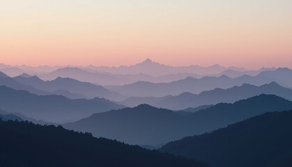 Breathtaking sunrise over layered mountains majestic landscape nature photography serene environment distant viewpoint tranquil concept for outdoor enthusiasts
