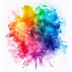 Fototapeta premium An abstract watercolor painting showcases a vibrant explosion of rainbow colors creating a dynamic and energetic circular composition perfect for design projects needing a splash
