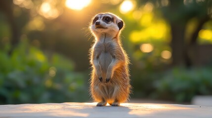 Obraz premium Meerkat sunset wildlife safari Africa nature