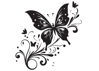 butterfly silhouette logo icon vector, flying butterfly silhouette logo, butterfly logo creative design black animal, black butterfly silhouettes on wings isolated on white background.