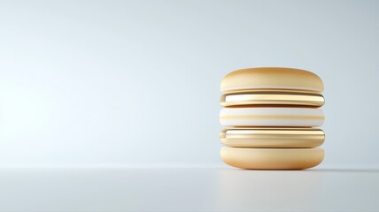Minimalist stack of macarons against a soft pastel backdrop, evoking elegance and simplicity.