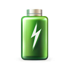 Fototapeta premium Green Battery Icon: Symbol of Clean Energy and Power