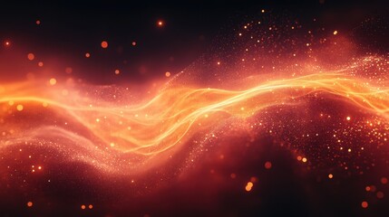 Abstract image depicting a glowing fiery stream with particles in space