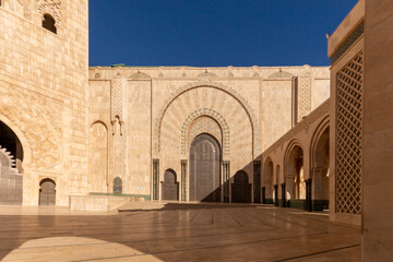 II. Hassan Mosque is in Casablanca, Morocco. It was designed by a French architect. Since the mosque was built on the ocean, it is also known as the floating mosque among the public.