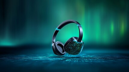 Headphones on illuminated floor