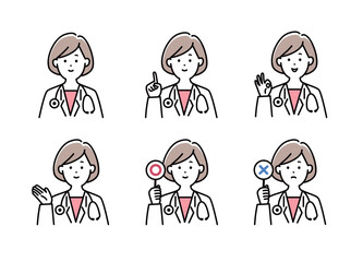 女性医師の表情セット