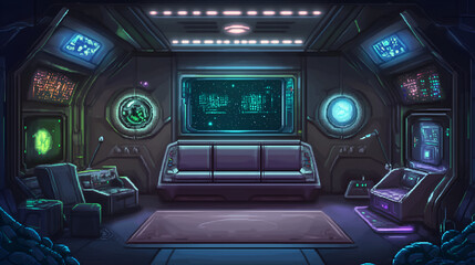 Obraz premium Futuristic space colony residential quarters with alien decor