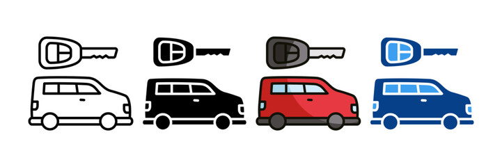 Car Rental  Icon Set Multiple Style Collection