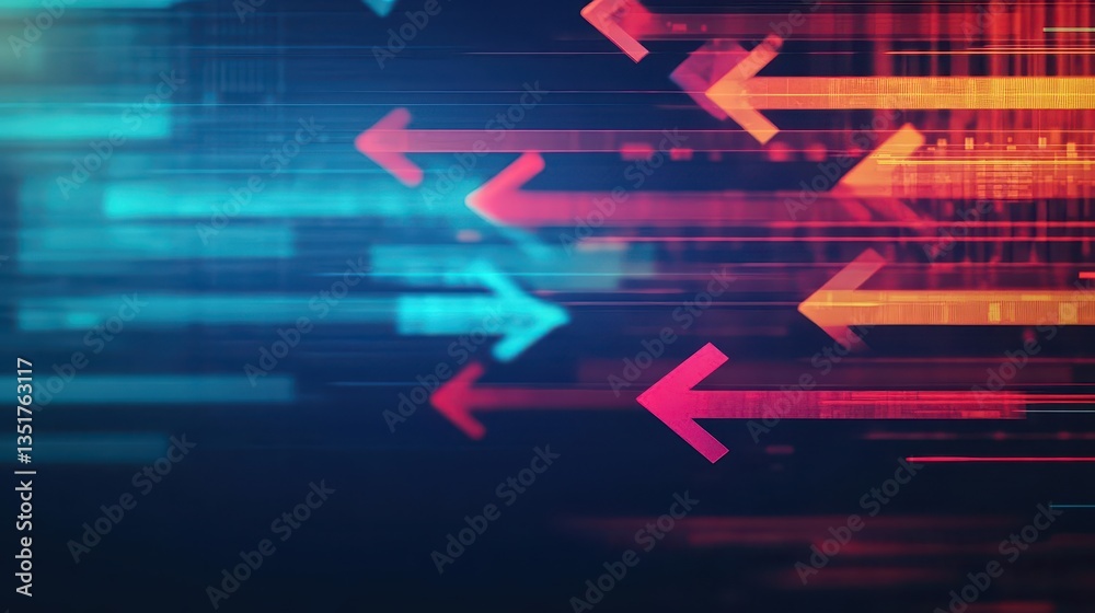 Poster Colorful abstract background with arrows illustrating direction and movement creating a dynamic visual experience