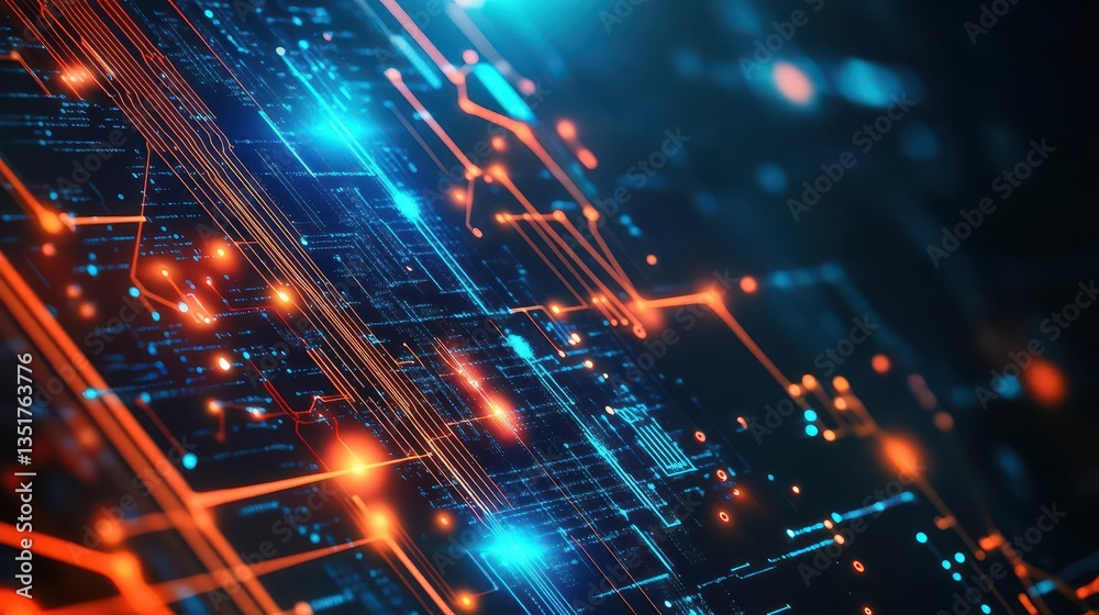 Leinwandbilder Intricate circuitry design with glowing lights creating a futuristic abstract background for technology themes