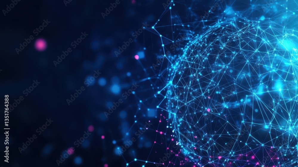 Leinwandbilder Sphere with interconnected lines and dots representing a modern financial network in a dynamic abstract visual style