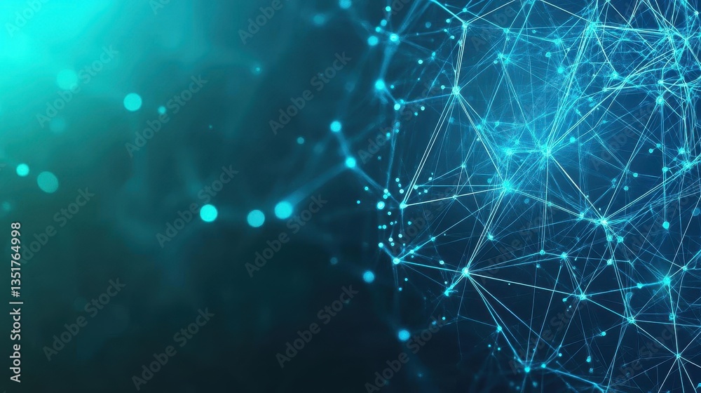 Leinwandbilder Blue network background featuring interconnected lines and nodes symbolizing technological advancement and progress