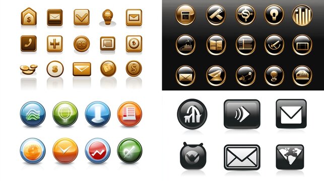 Collection of glossy web icons.