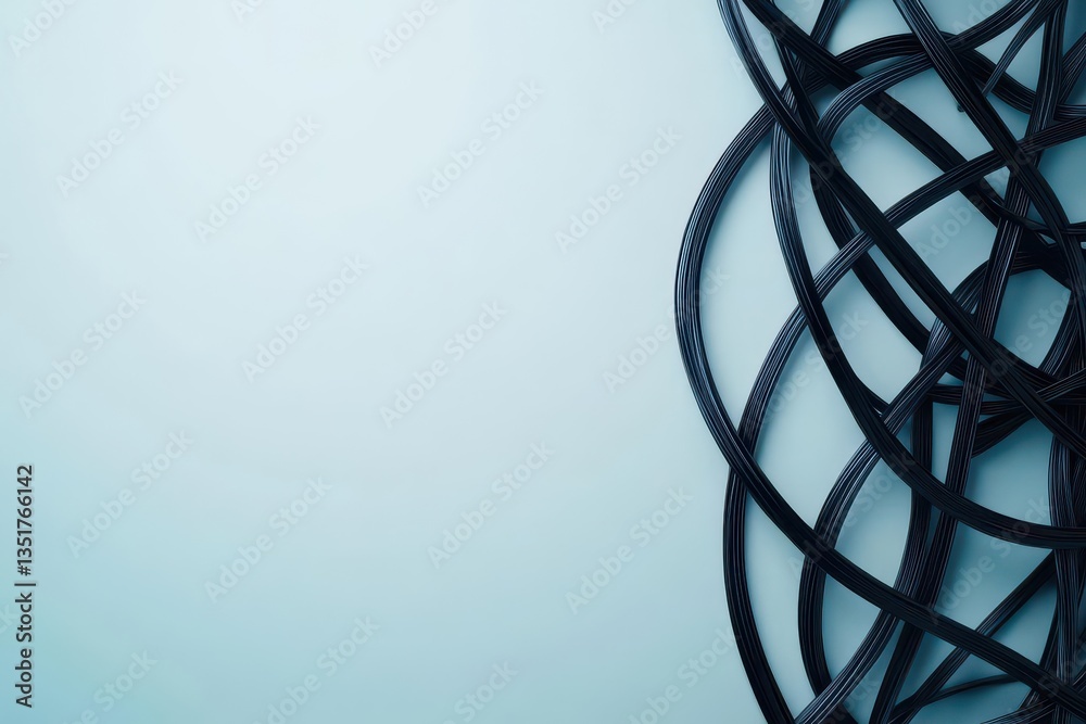 Poster Black and white abstract design featuring flowing tendrils and shapes evoking a sense of movement and artistic expression