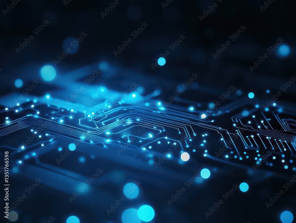 Aufkleber Abstract circuit board featuring multiple blue lights creating a dynamic display of modern technology and innovation