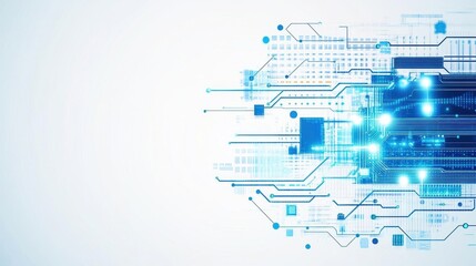Abstract blue circuit lines on a vibrant background representing modern technology and digital connectivity