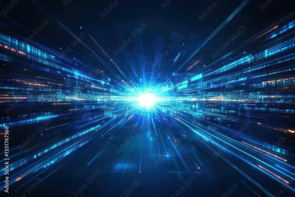 Aufkleber Abstract representation of a blue light illuminating a dark room creating a mysterious and enigmatic atmosphere
