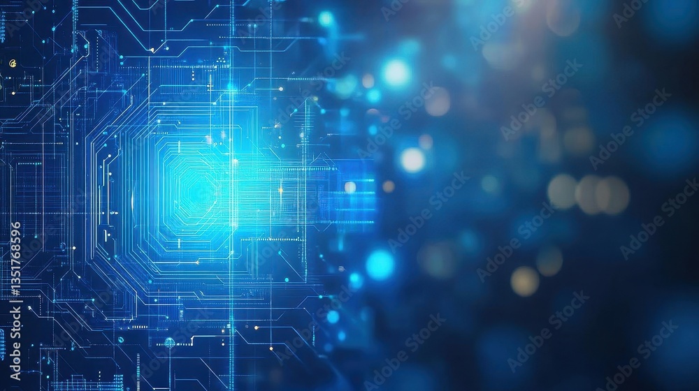 Aufkleber circuit board design featuring illuminated blue light at center enhancing technology and electronic 