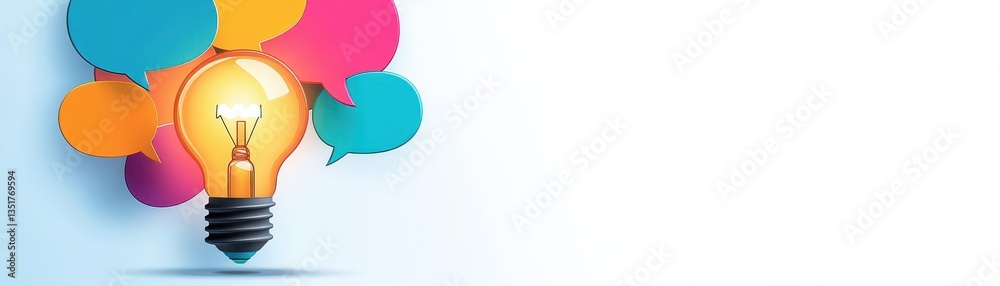 Aufkleber colorful balloons surrounding a light bulb representing ideas and creativity in an abstract brainsto