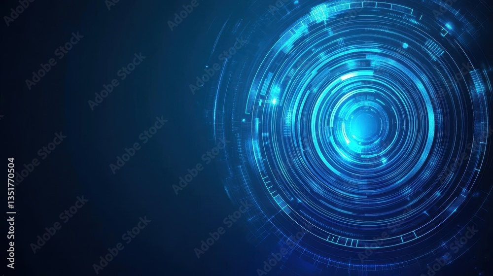 Poster Abstract blue circle displayed on a dark background creating a visually striking and modern artistic composition