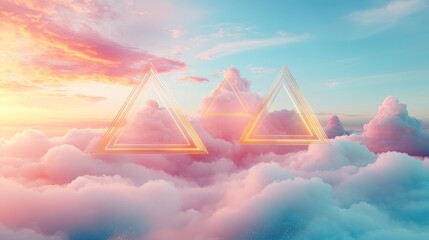 Golden Triangles Above Pastel Clouds at Sunrise