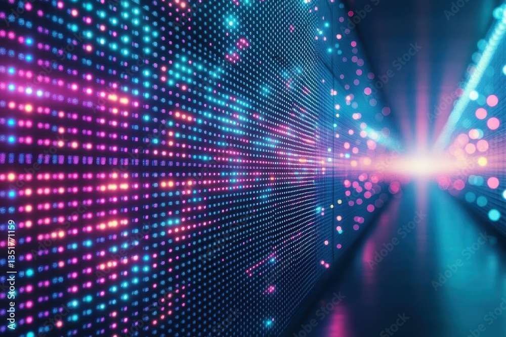 Aufkleber Brightly colored tunnel with radiant lights creating a fascinating close-up view of abstract illumination and design