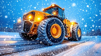 Powerful Tractor in a Winter Wonderland