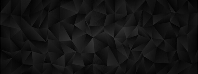 Obraz premium Geometric abstract background with low poly triangles in monochrome black style for modern design projects.