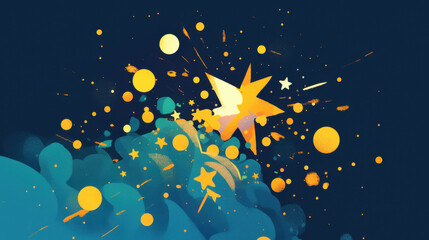 Fototapeta premium Cosmic Explosion with Stars and Planets