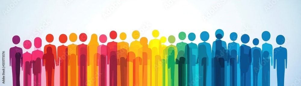 Aufkleber Abstract design representing a diverse group of people connected by colorful lines symbolizing unity and collaboration
