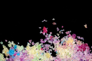 Sugar Sat Crystal Healing Vibrant Clittering Shard Close Up Molecule on Black Background