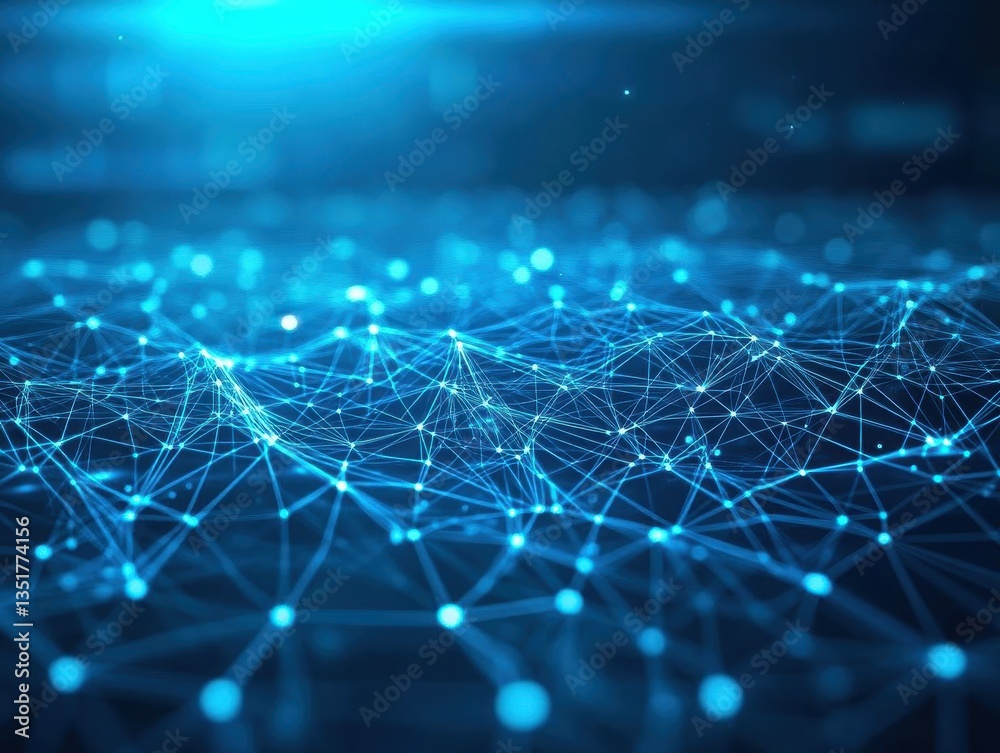 Poster Intricate network of connected lines forming an abstract digital background with a sense of depth