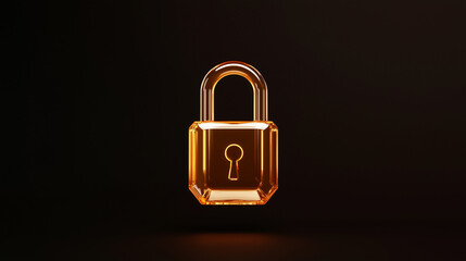 Fototapeta premium Transparent padlock with glowing digital security background 