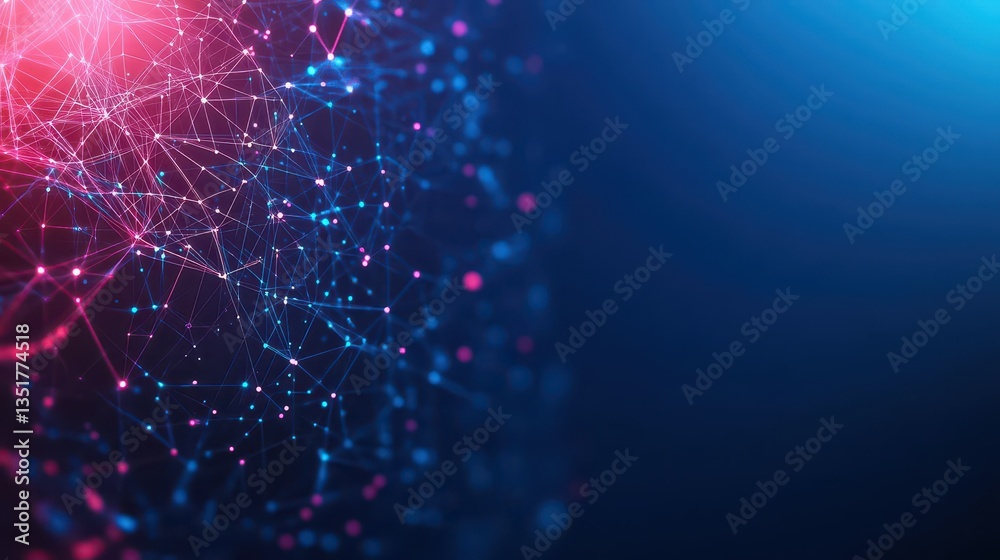 Poster Abstract digital background featuring a network of connected lines and dots in a modern artistic style