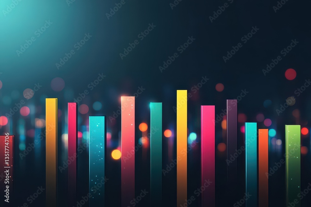 Poster Vibrant abstract digital background featuring a colorful palette set against a deep black backdrop for visual impact