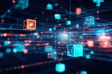 Striking blue and orange abstract background blending fluid shapes and dynamic elements for creative digital design