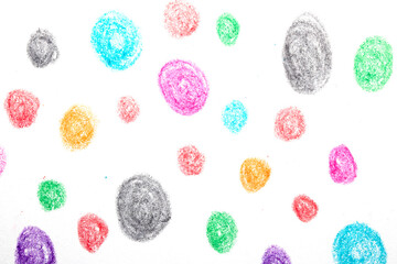 Pastel Oil Crayon Multicolour Rainbow Dots and Spots Child Like Drawing Background