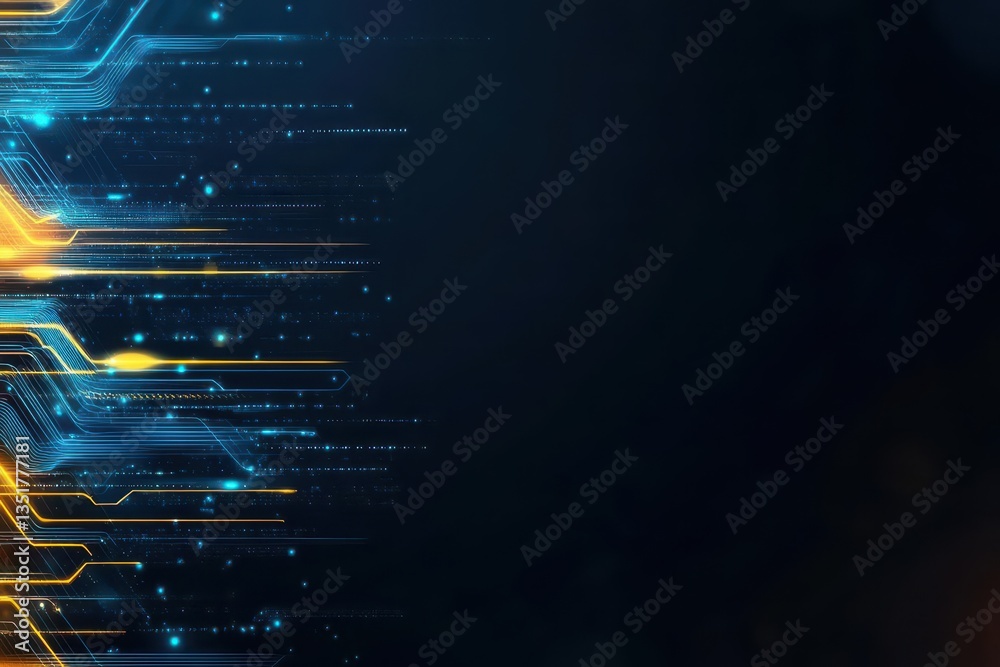 Aufkleber Abstract circuit design with glowing lights on a dark background representing advanced digital technology aesthetics