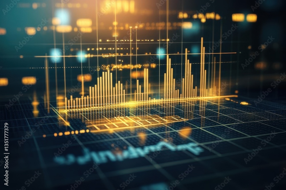 Poster Computer screen displaying an abstract financial chart with dynamic data trends for enhanced business analysis insights