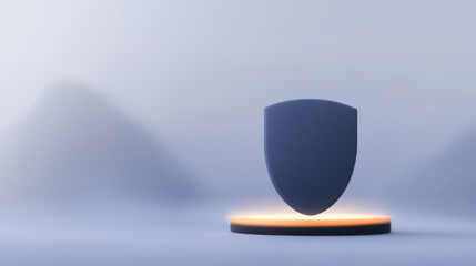 Shield on a Pedestal in a Futuristic Setting