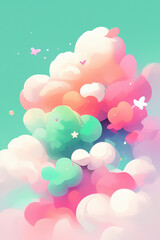 Colorful Clouds and Butterflies