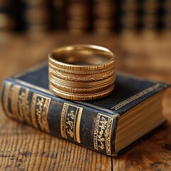 Golden Ring on Antique Book