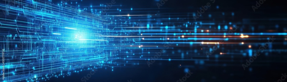 Poster Blue and black background featuring lines creating a futuristic and abstract visual experience with modern aesthetics