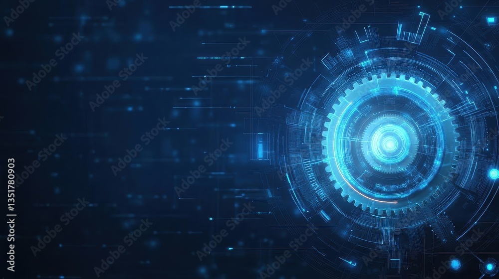 Aufkleber Blue and black abstract background featuring a central circular shape creating a unique and contemporary visual focus