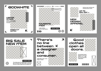 Social media post templates set for business. Streetwear social media post. Modern promotion square web banner for social media mobile apps. Social media for fashion and shop