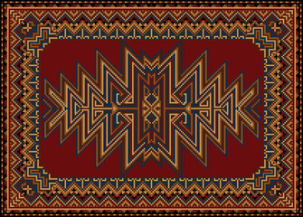 Vector pattern Carpet. Colorful carpet pattern for knitting, cross stitch, rug, doormat, fabric, knitting. Baluchi pattern woven in Khorasan. This carpet has a strong Turkmen influence. Highly detaile