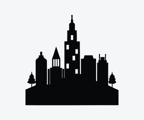 Obraz premium Modern City Silhouette Vector , Skyline Illustration in Black Outline