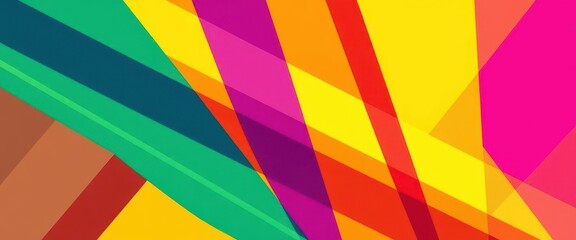 Obraz premium Abstract geometric shapes, intersecting lines and vibrant colors create a dynamic composition, trendy, graphic