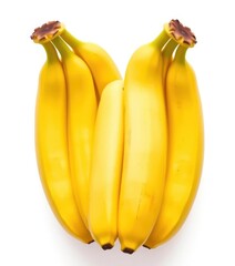 A bunch of ripe yellow bananas isolated on a pure white background, design, tropical