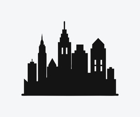 Obraz premium Silhouette of a bustling city skyline